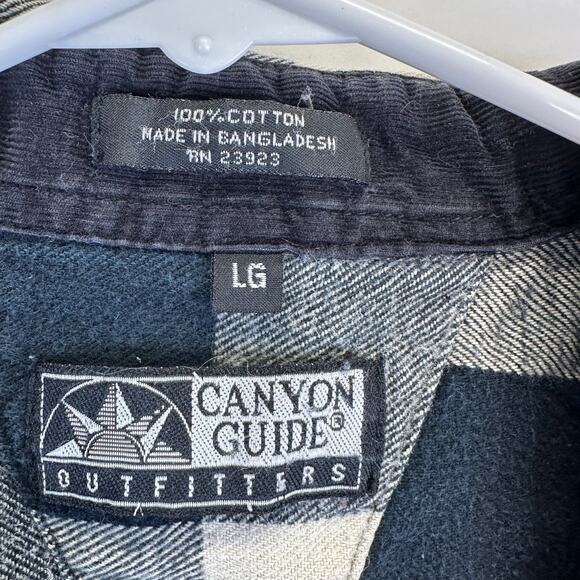 Conyon Guide Blue and Cream Plaid Flannel Button Down Shirt Mens Size Large - Picture 13 of 15